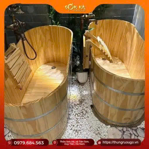 Bồn tằm gỗ dáng oval